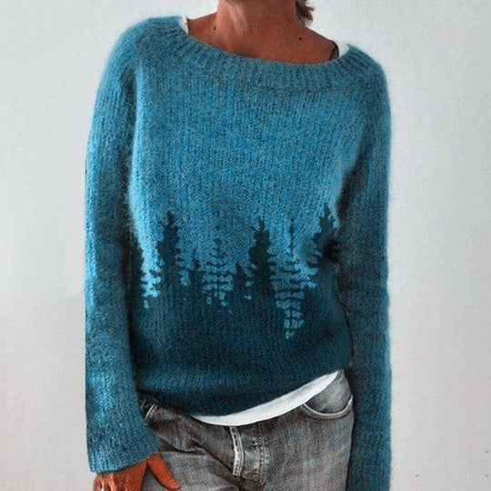 Women’s Nordic Pattern Knit Sweater - Relaxed Fit Pullover