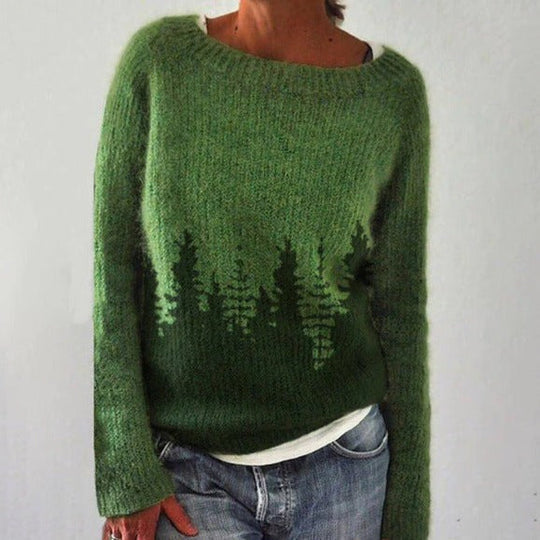 Women’s Nordic Pattern Knit Sweater - Relaxed Fit Pullover