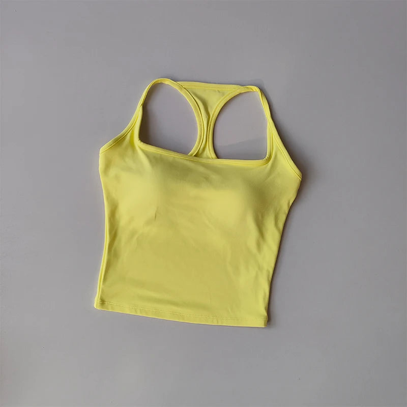 Women’s Longline Sports Bra - Racerback Yoga Crop Top & Activewear Tank