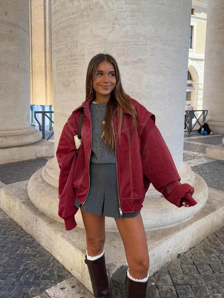 Women’s Oversized Zip-Up Jacket | Casual Streetwear