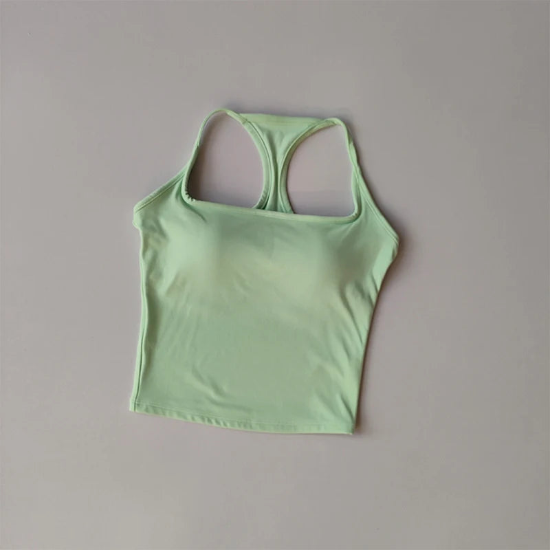 Women’s Longline Sports Bra - Racerback Yoga Crop Top & Activewear Tank
