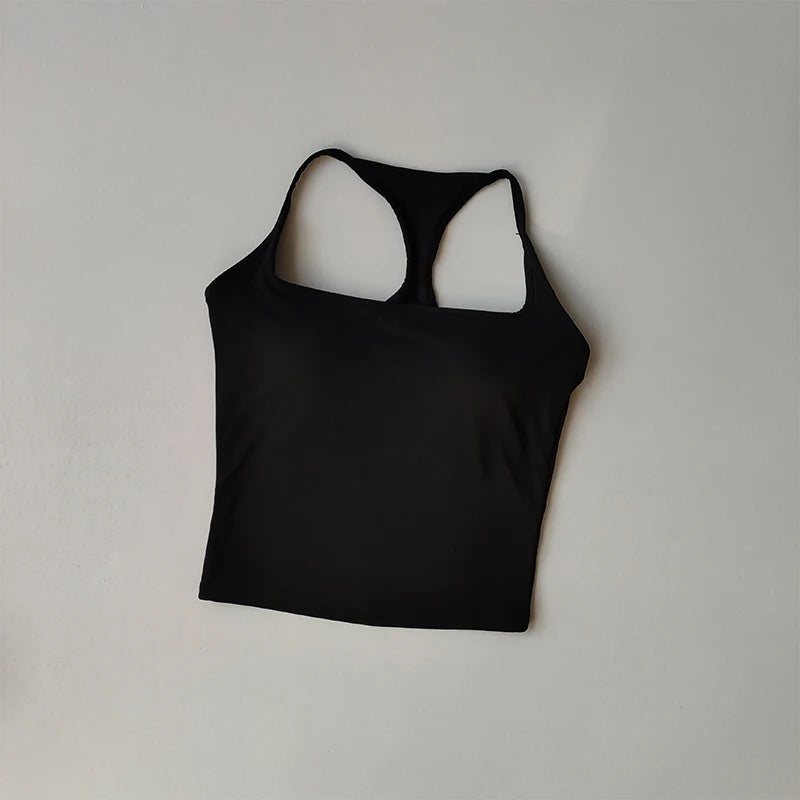 Women’s Longline Sports Bra - Racerback Yoga Crop Top & Activewear Tank