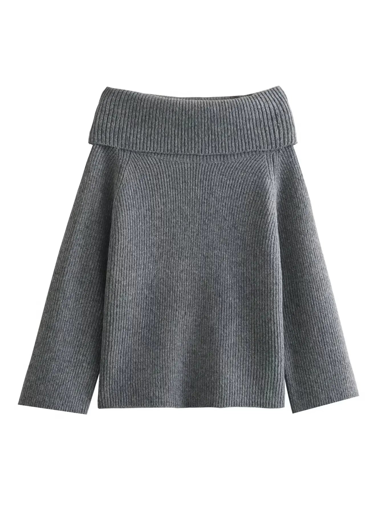 Women’s Off-Shoulder Knit Sweater – Relaxed Fit Pullover