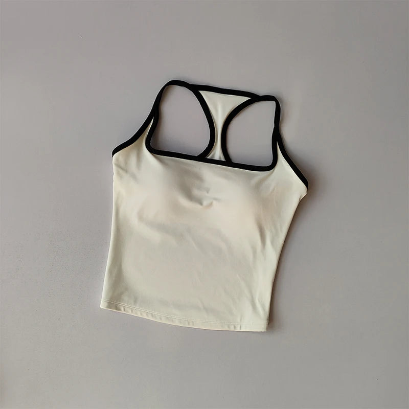 Women’s Longline Sports Bra - Racerback Yoga Crop Top & Activewear Tank