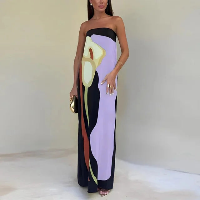Calla Sunset Strapless Maxi Dress