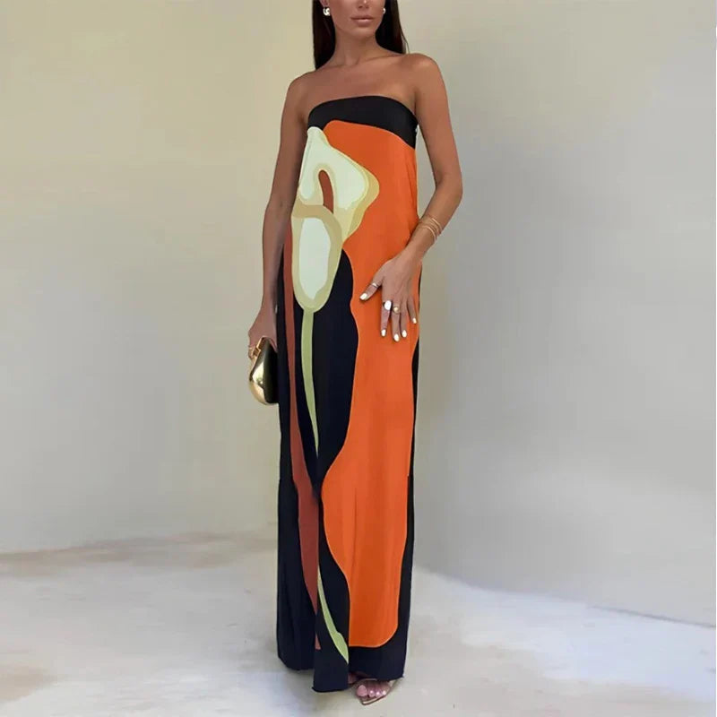 Calla Sunset Strapless Maxi Dress