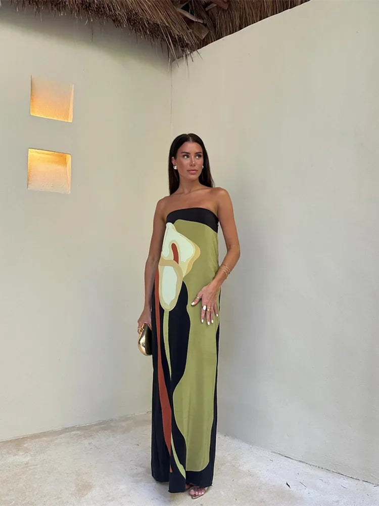 Calla Sunset Strapless Maxi Dress