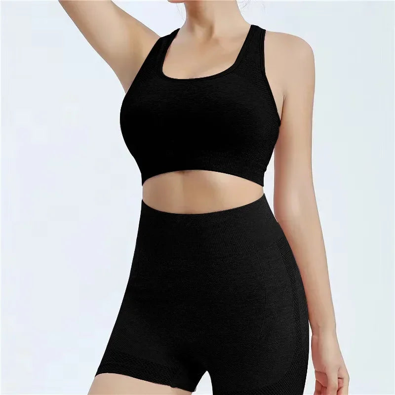 Women’s Seamless Yoga Set - Shorts Workout Top