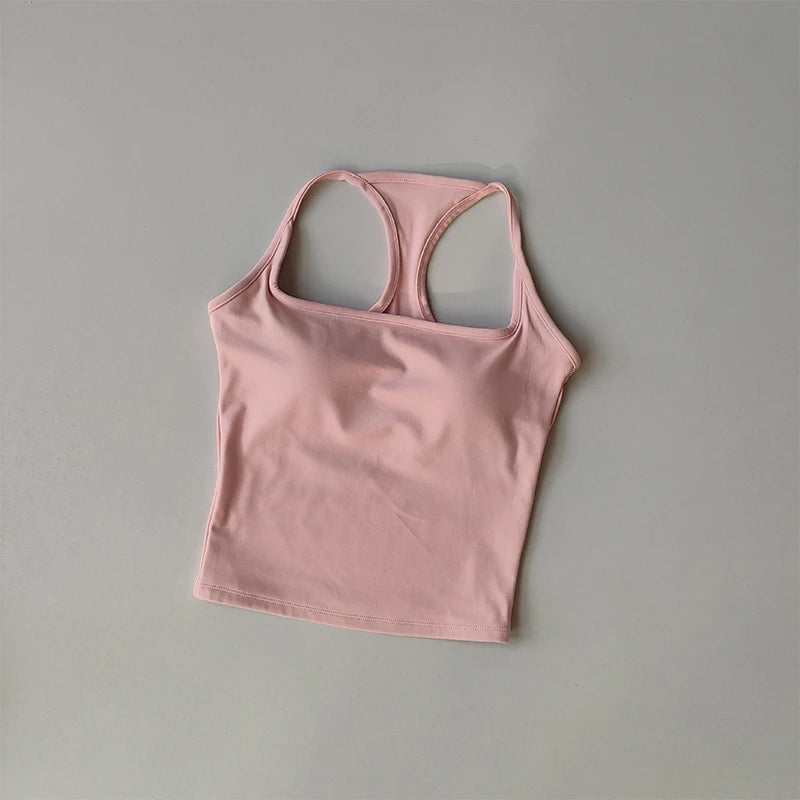Women’s Longline Sports Bra - Racerback Yoga Crop Top & Activewear Tank