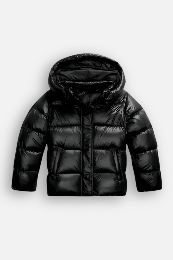 Women’s Gloss Puffer Jacket - Cropped Fit Adjustable Hood