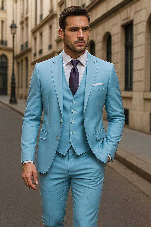Men’s Tailored Three-Piece Suit - Slim Fit Formal Set