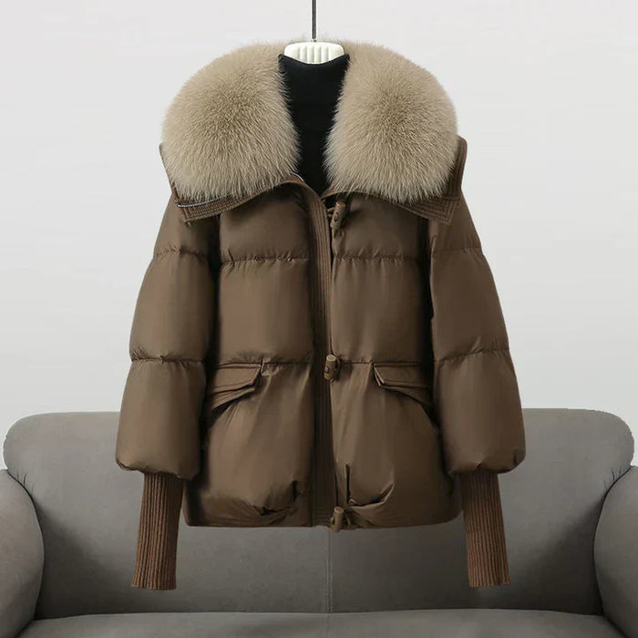 Women’s Puffer Jacket - Oversized Faux Fur Collar Winter Coat