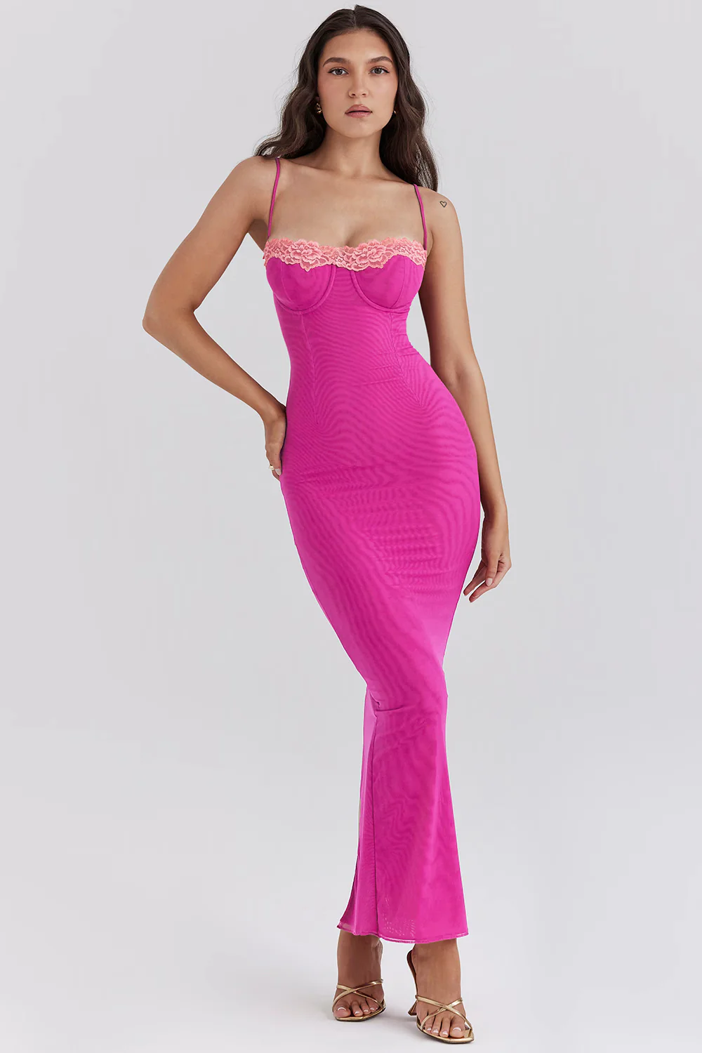 Alexi - Embroidered Lace Corset Maxi Dress