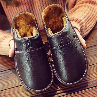 Men’s Faux Fur-Lined Slip-On Slippers – Warm Indoor Comfort Shoes