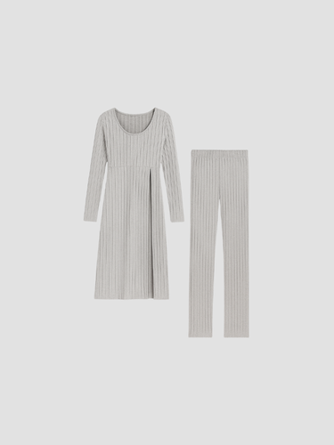 Women’s Lounia Ribbed Lounge Set - Longline Relaxed Homewear