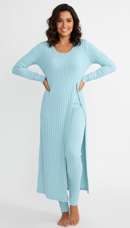 Women’s Lounia Ribbed Lounge Set - Longline Relaxed Homewear