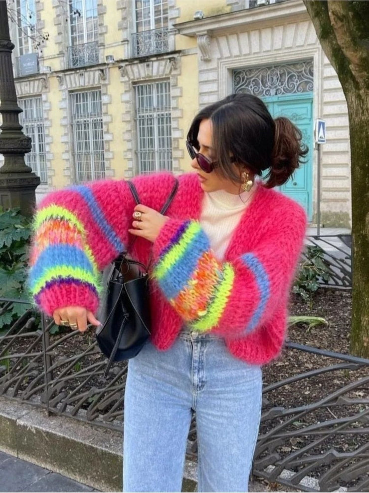 Mirabelle - Colorful Chunky Knit Cardigan