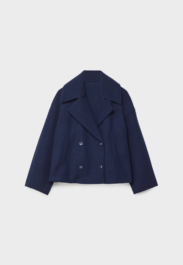 Women’s Cropped Double-Breasted Coat - Boxy Short Jacket