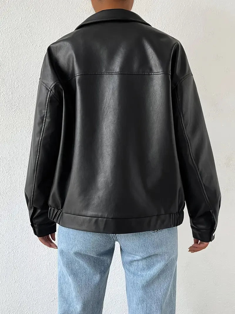 Women’s Faux Leather Zip-Up Jacket