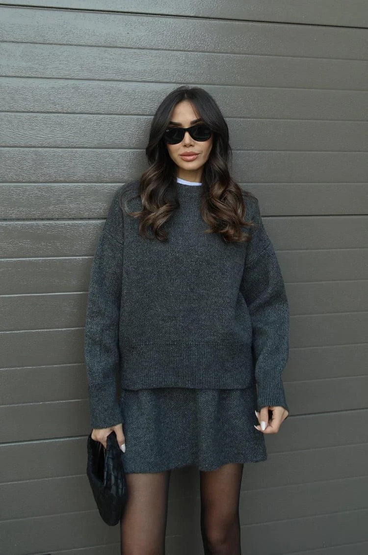Women’s Knit Sweater Skirt Set - Two Piece Winter Co-Ord
