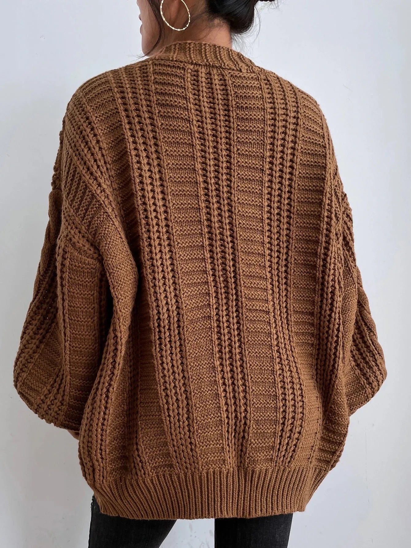 Women’s Oversized Cable Knit Cardigan - Button Front Sweater