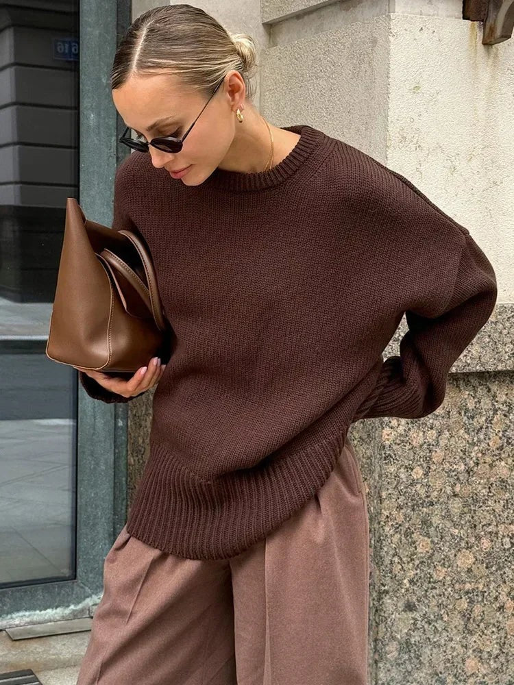 Women’s Oversized Knit Jumper – Crew Neck, Relaxed Fit