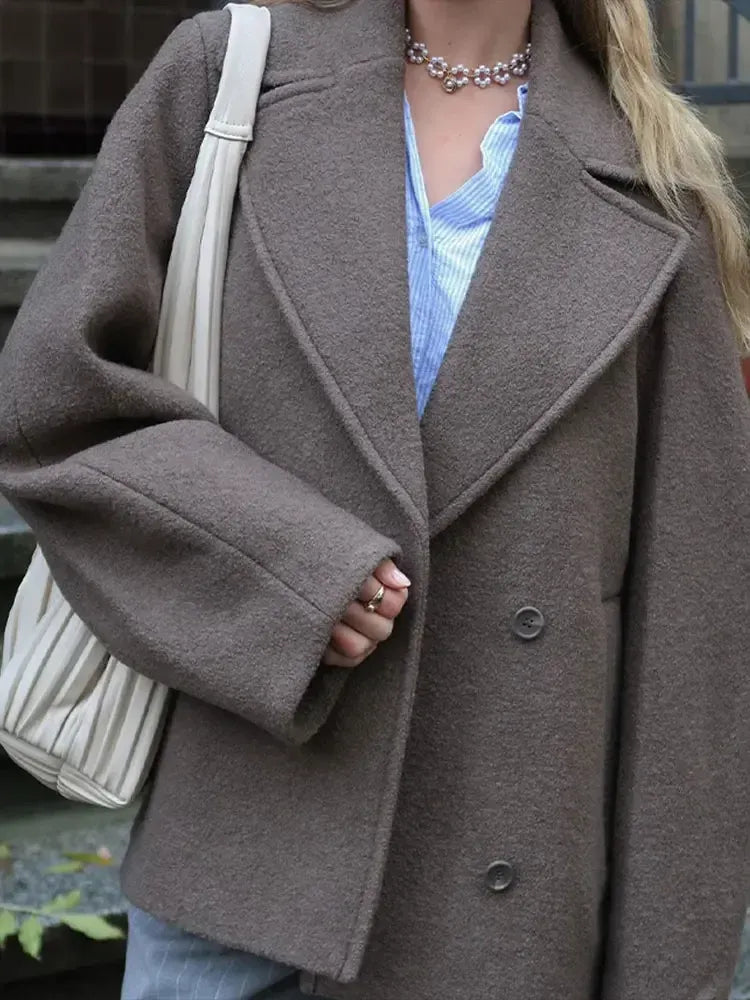 Women’s Oversized Wool Blend Coat - Drop Shoulder