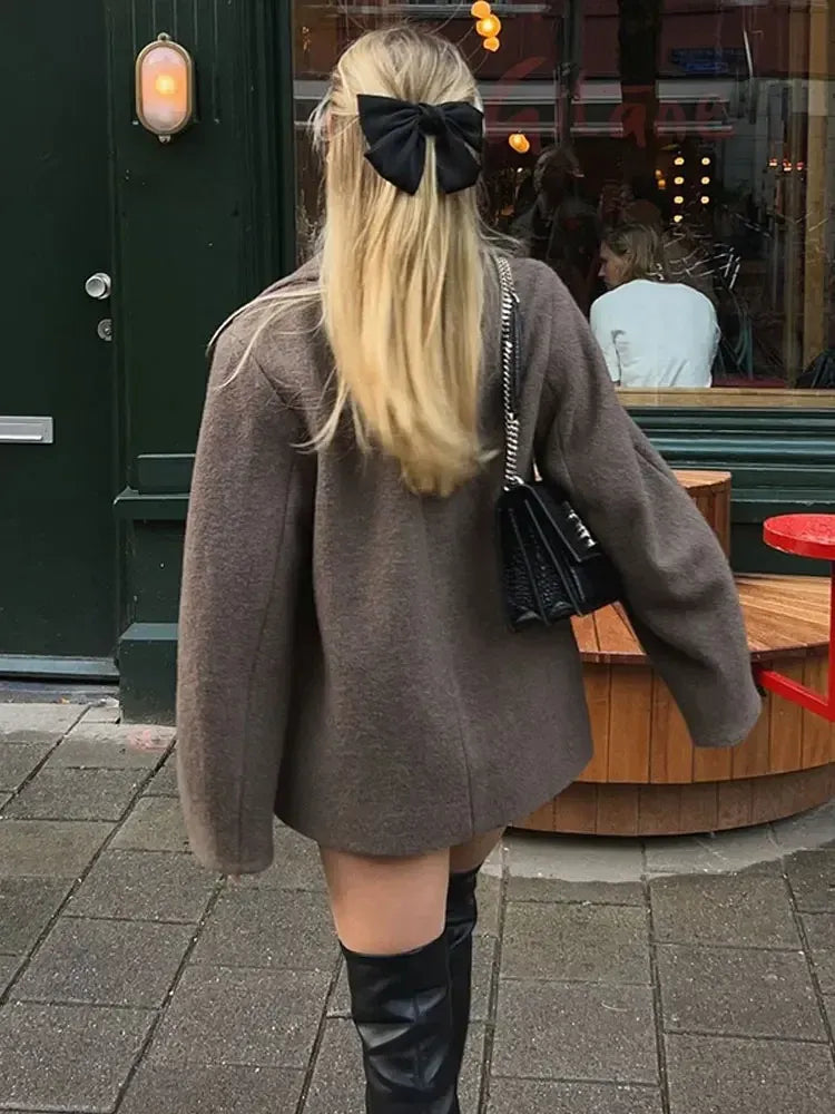 Women’s Oversized Wool Blend Coat - Drop Shoulder