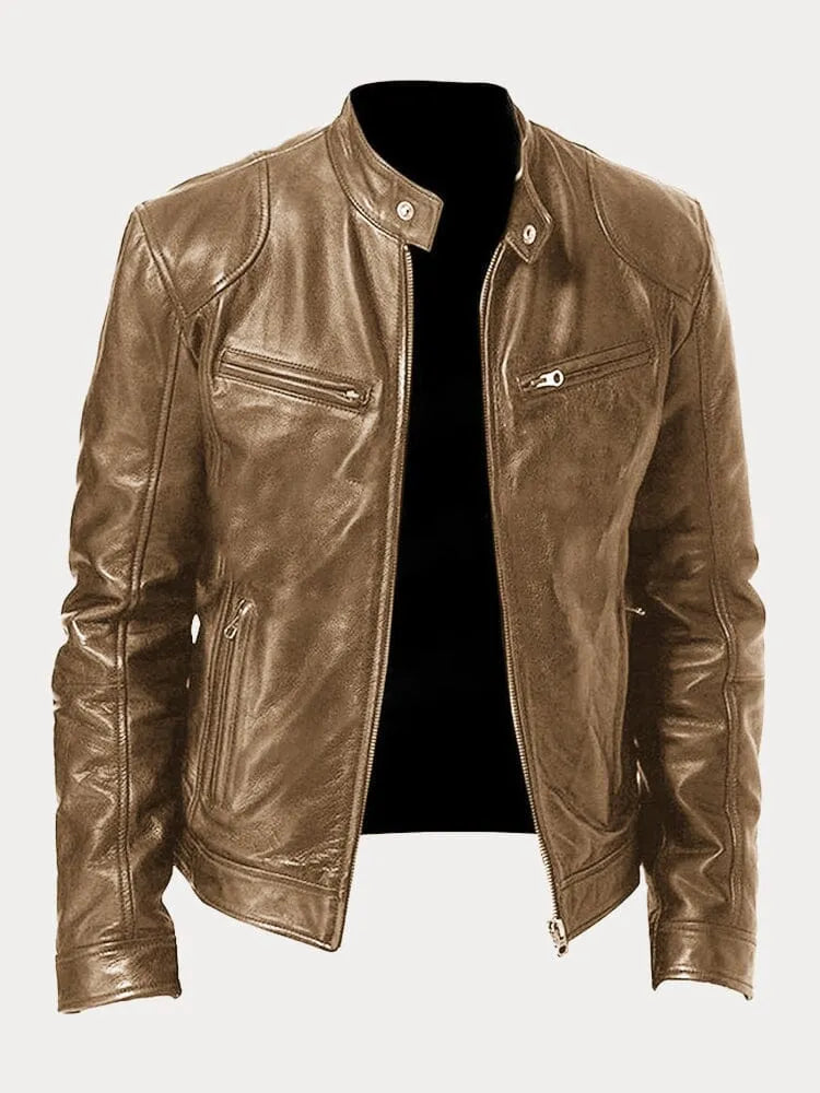 Men's Classic Zip-Up Moto-Style Jacket