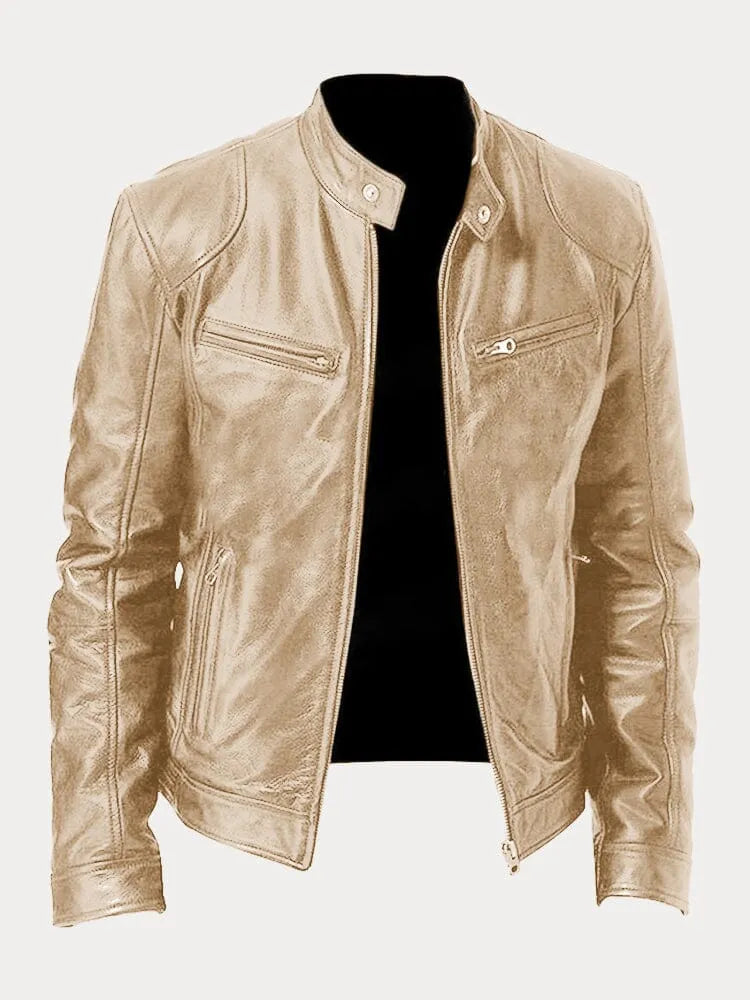 Men's Classic Zip-Up Moto-Style Jacket