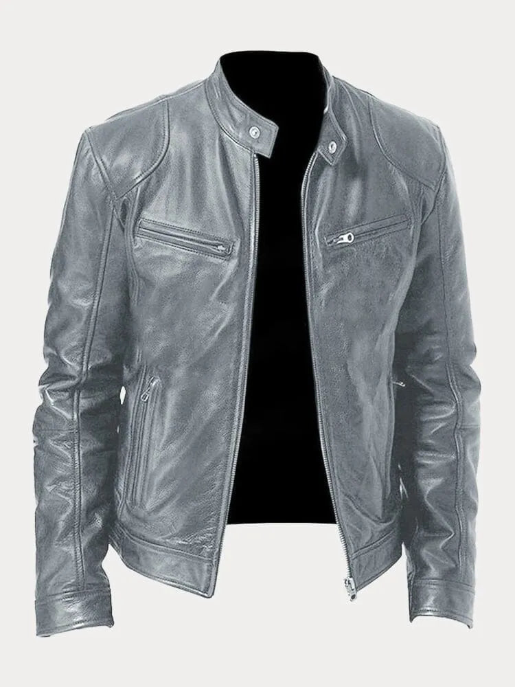 Men's Classic Zip-Up Moto-Style Jacket