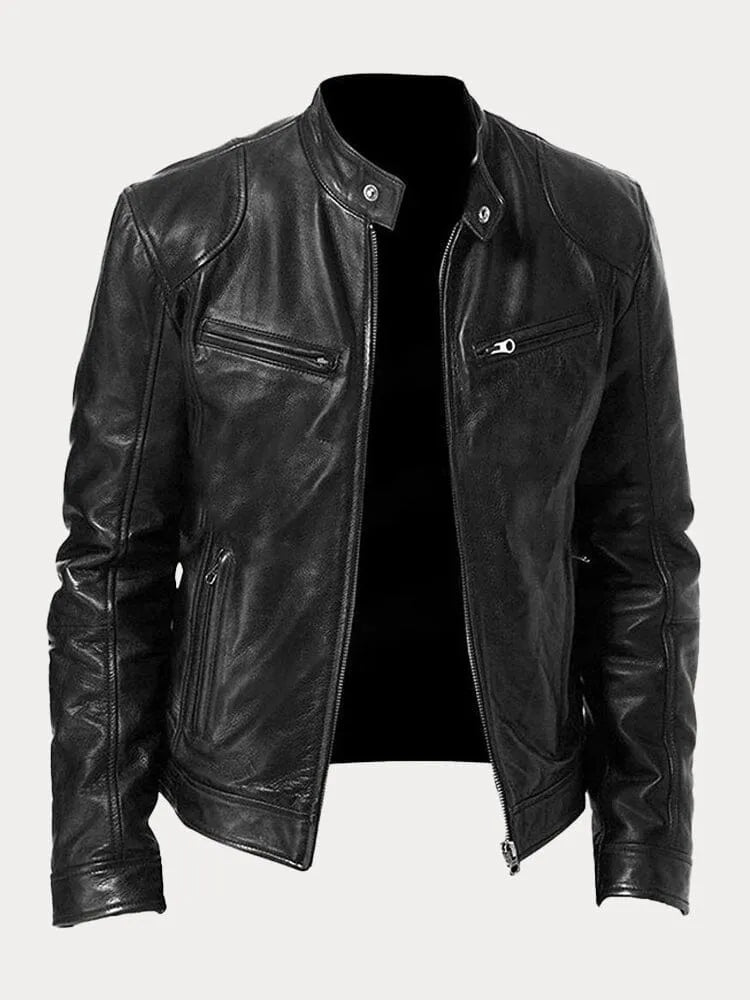 Men's Classic Zip-Up Moto-Style Jacket