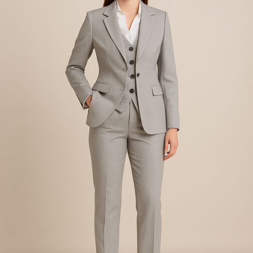 Women’s Tailored Three-Piece Suit - Classic Blazer Waistcoat Trousers Set