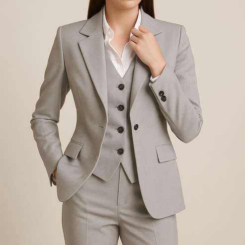 Women’s Tailored Three-Piece Suit - Classic Blazer Waistcoat Trousers Set