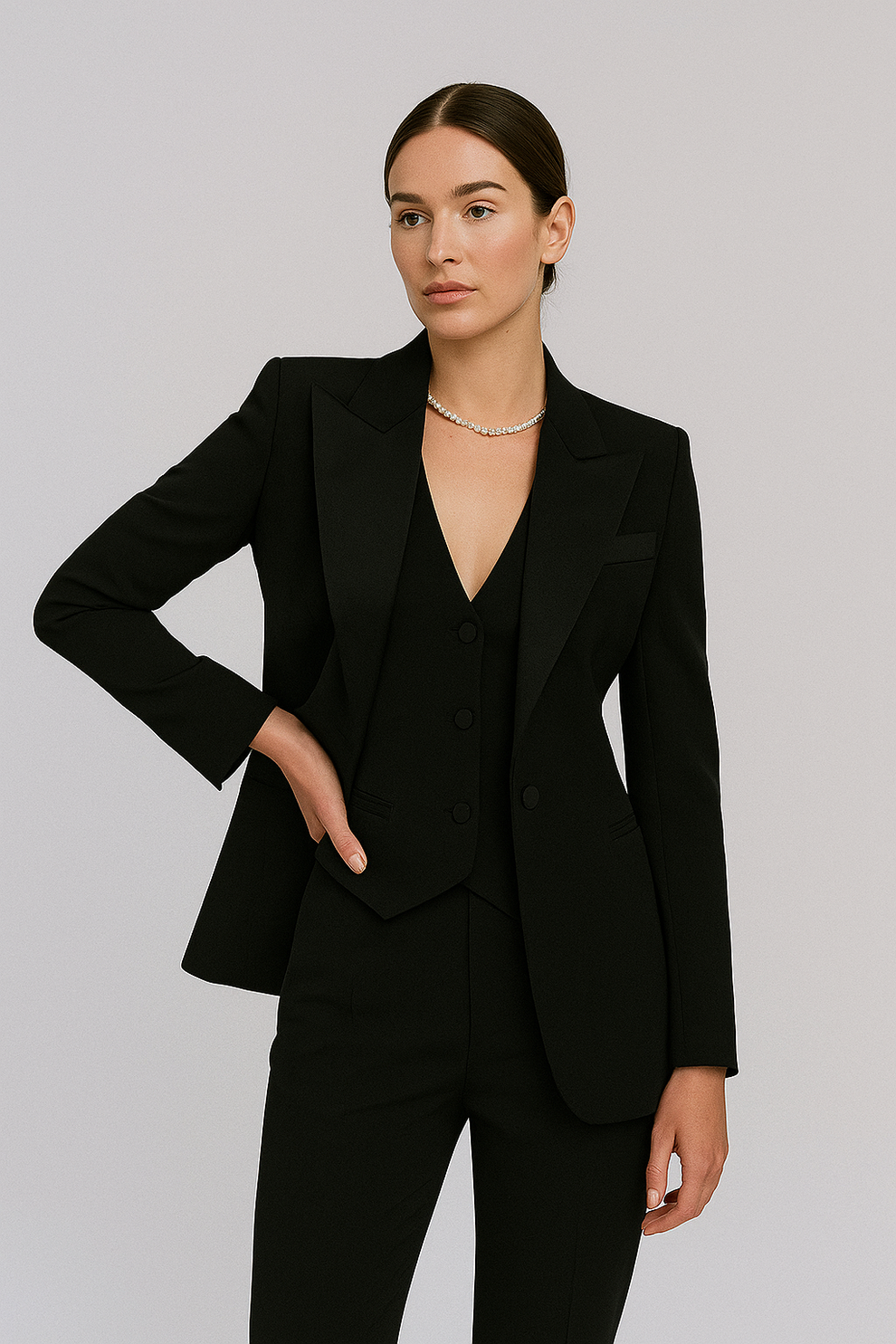 Women’s Three-Piece Tailored Suit - Blazer Waistcoat Trousers Set