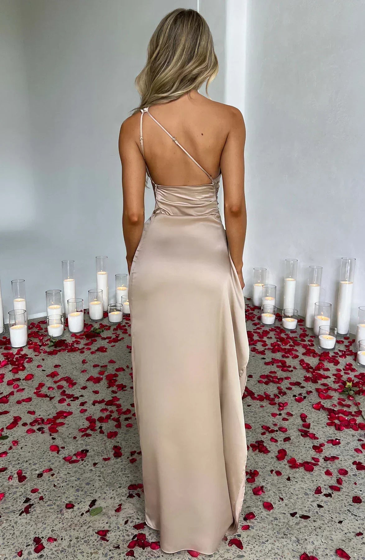 Women's Asymmetric Evening Maxi Dress