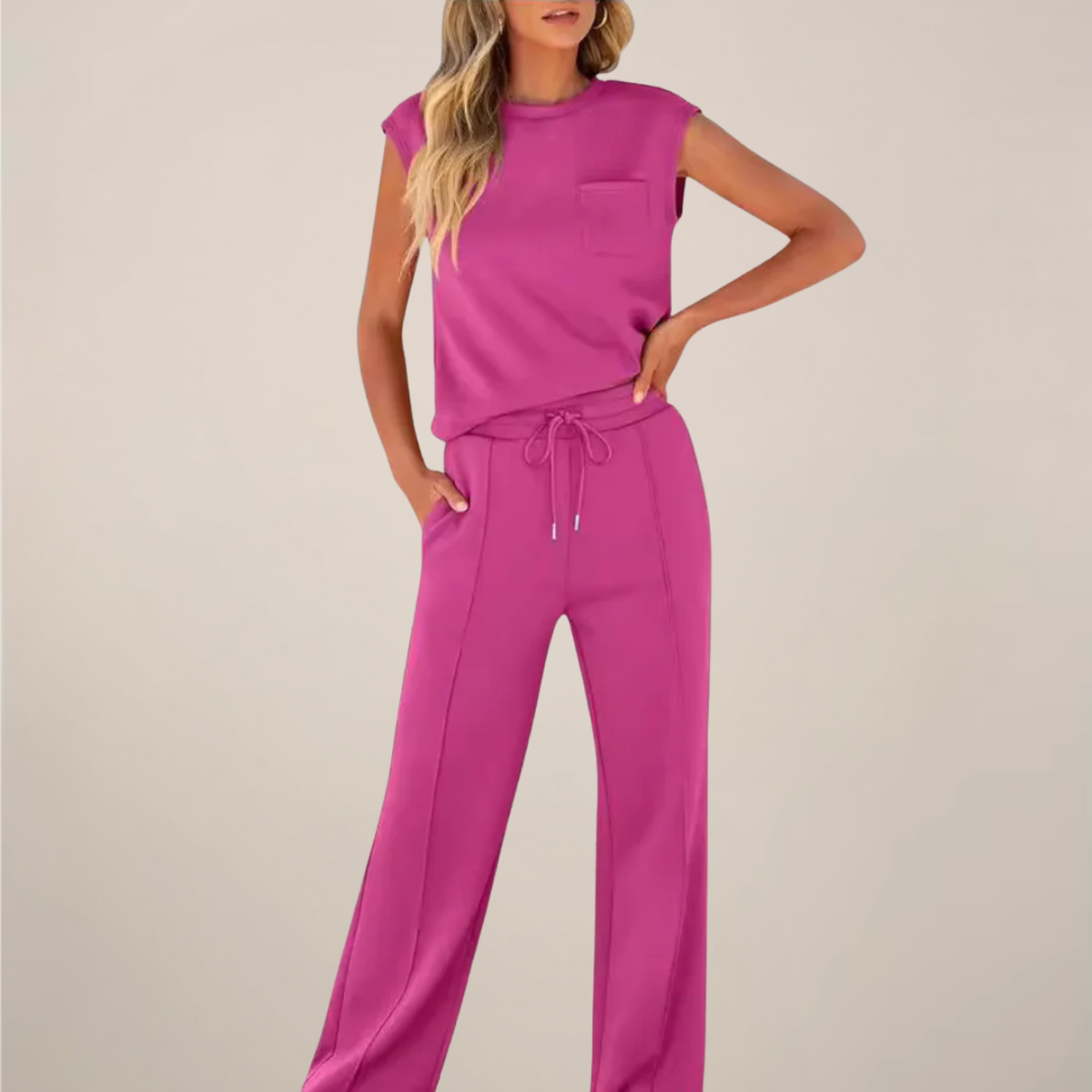 Women's Spring Drawstring Relaxed Pants Set