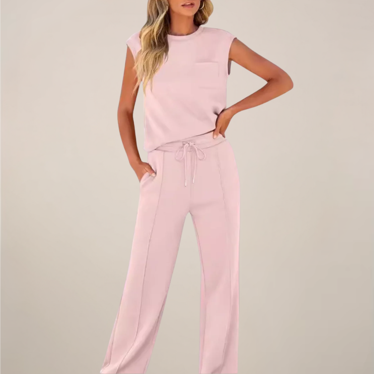 Women's Spring Drawstring Relaxed Pants Set