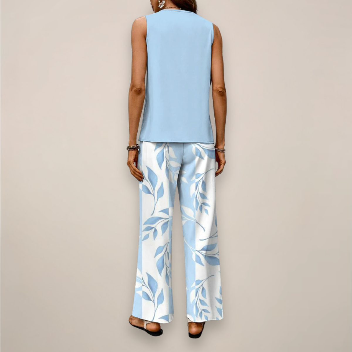 Women's Spring Printed Wide-Leg Set