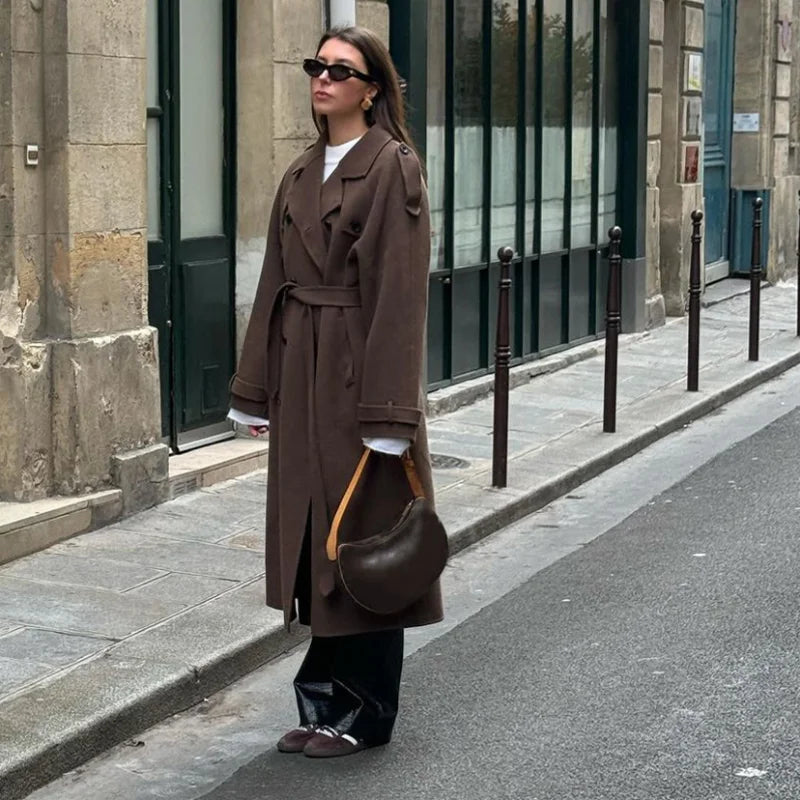 Women’s Wool-Blend Belted Trench Coat