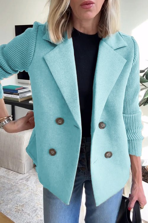 Women’s Amora Knit-Sleeve Double-Breasted Blazer - Soft Tailored Chic