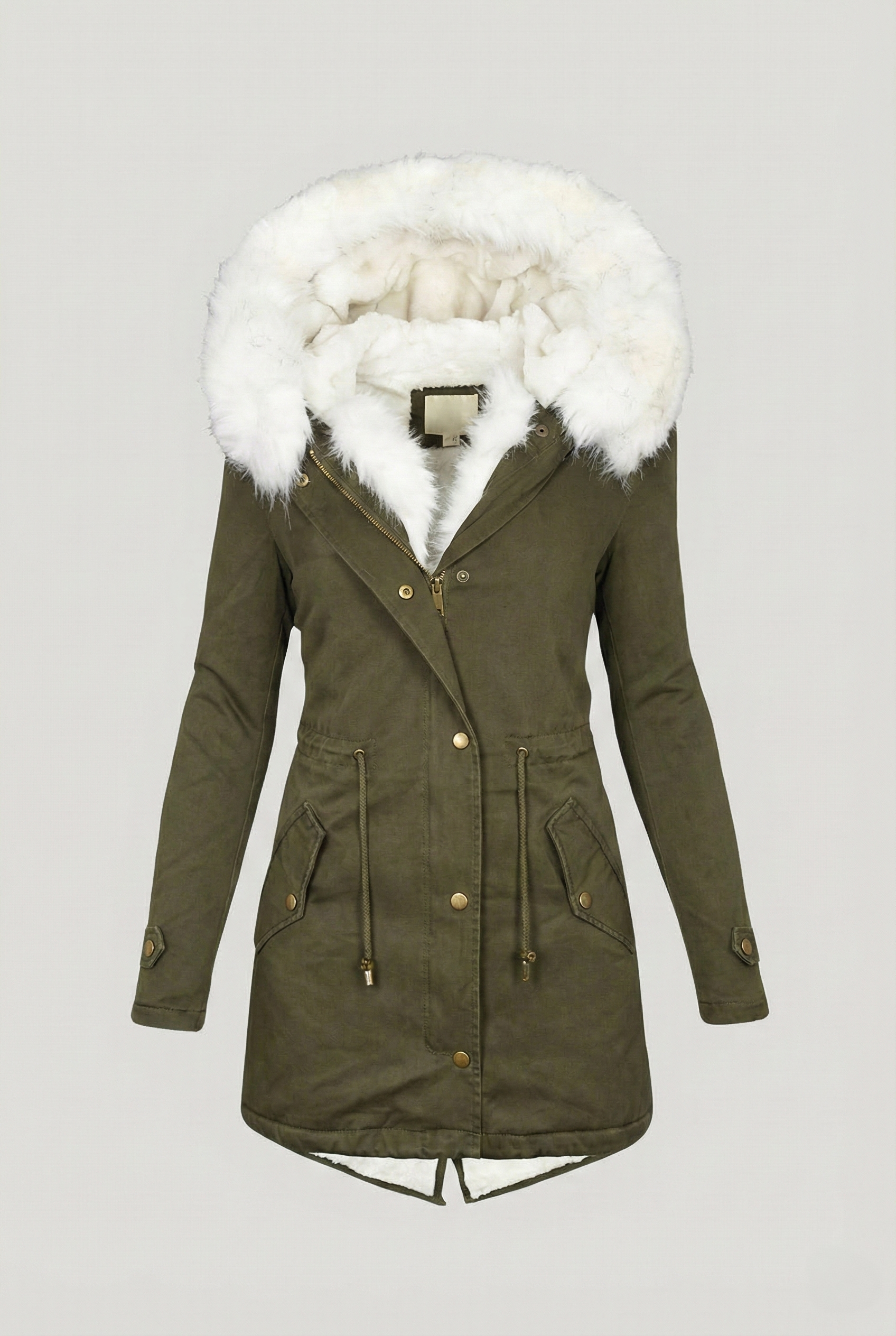 Women’s Luxe Faux-Fur Lined Parka - Asymmetric Zip Hooded Coat
