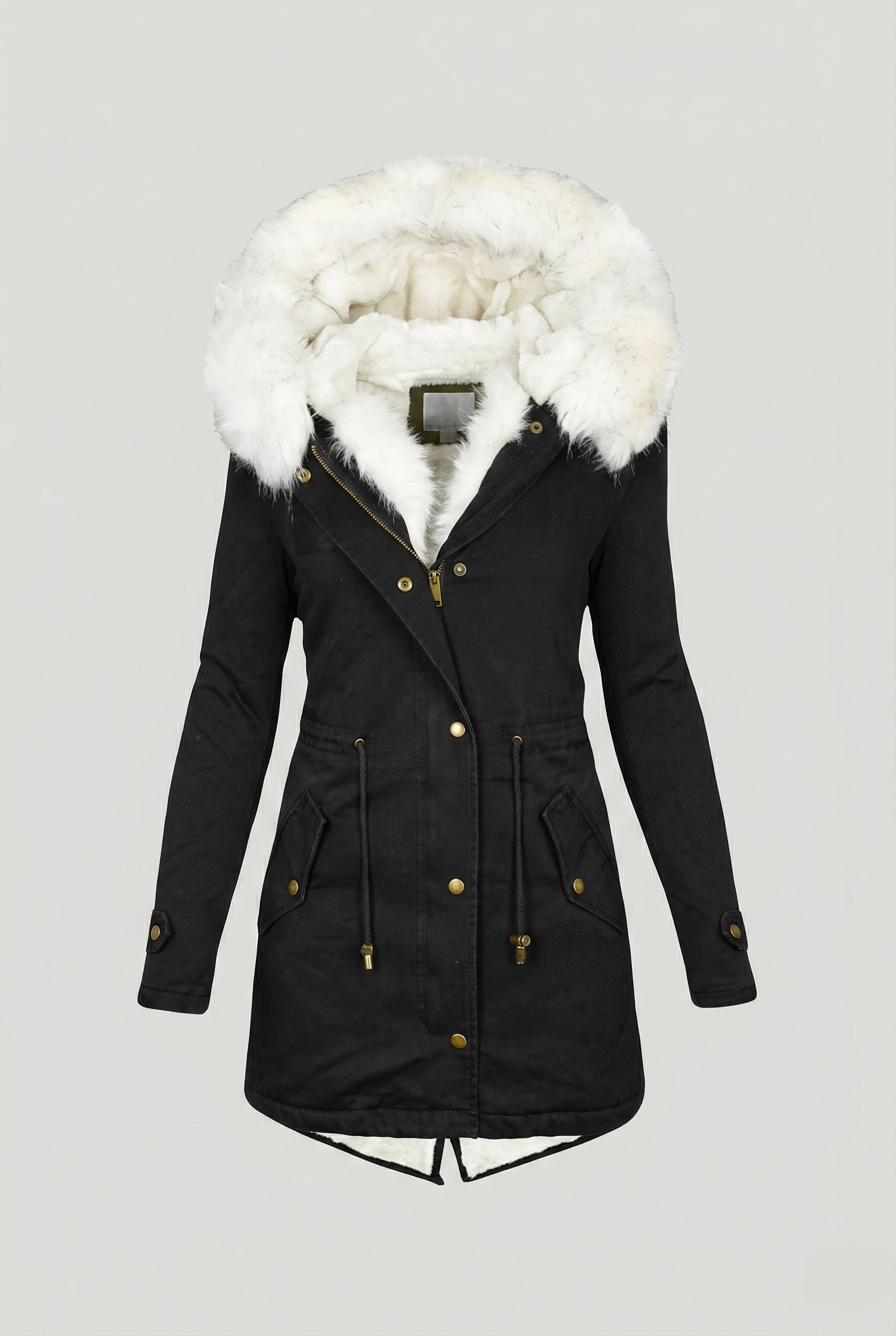 Women’s Luxe Faux-Fur Lined Parka - Asymmetric Zip Hooded Coat