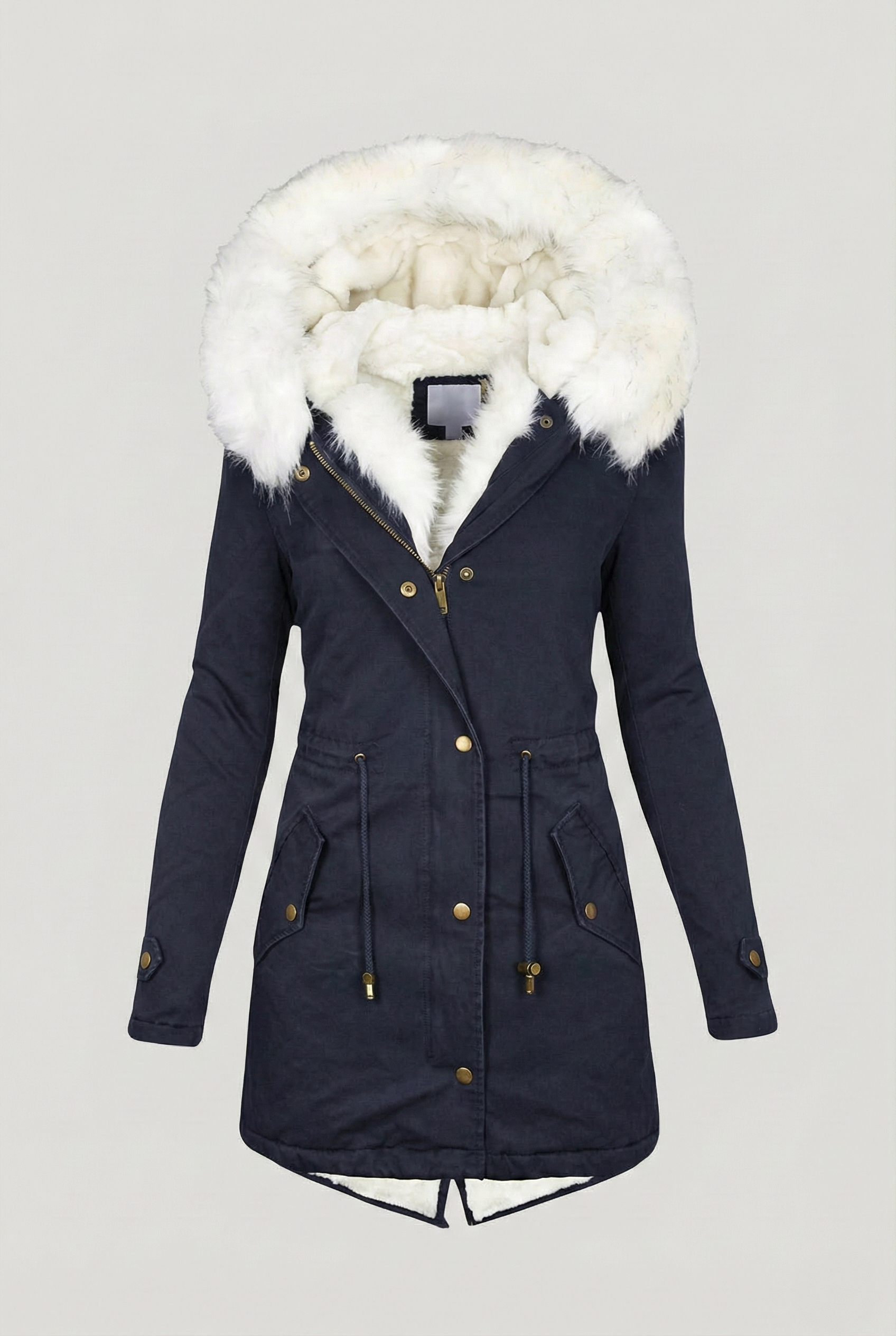 Women’s Luxe Faux-Fur Lined Parka - Asymmetric Zip Hooded Coat