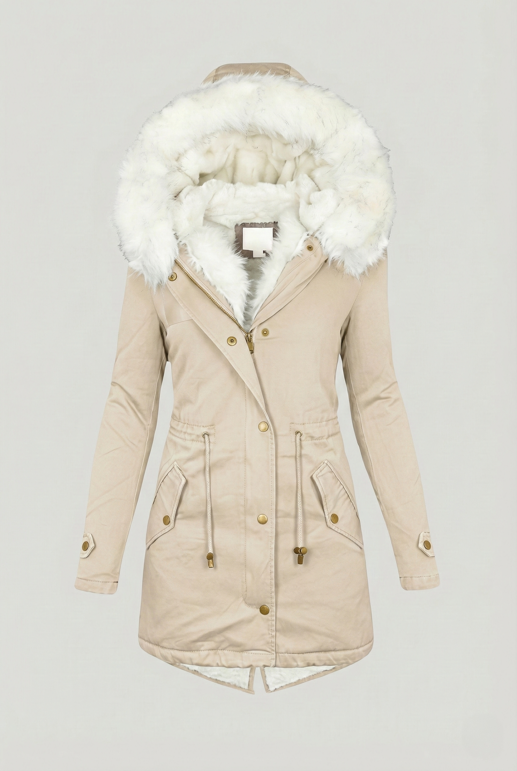 Women’s Luxe Faux-Fur Lined Parka - Asymmetric Zip Hooded Coat