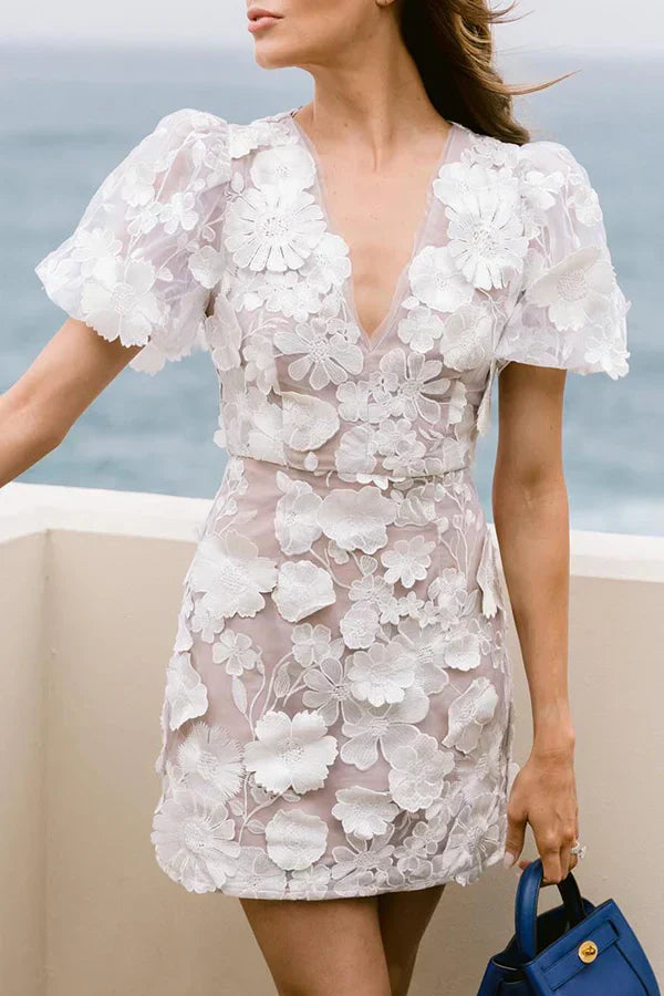 Bonnie - Floral Puff Sleeve Mini Dress