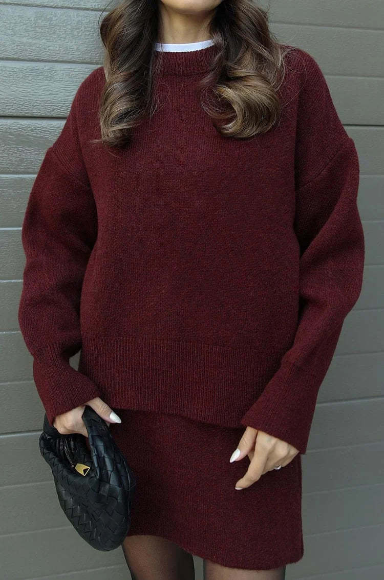 Women’s Sweater Skirt Co-ord - Two-Piece Knit Set