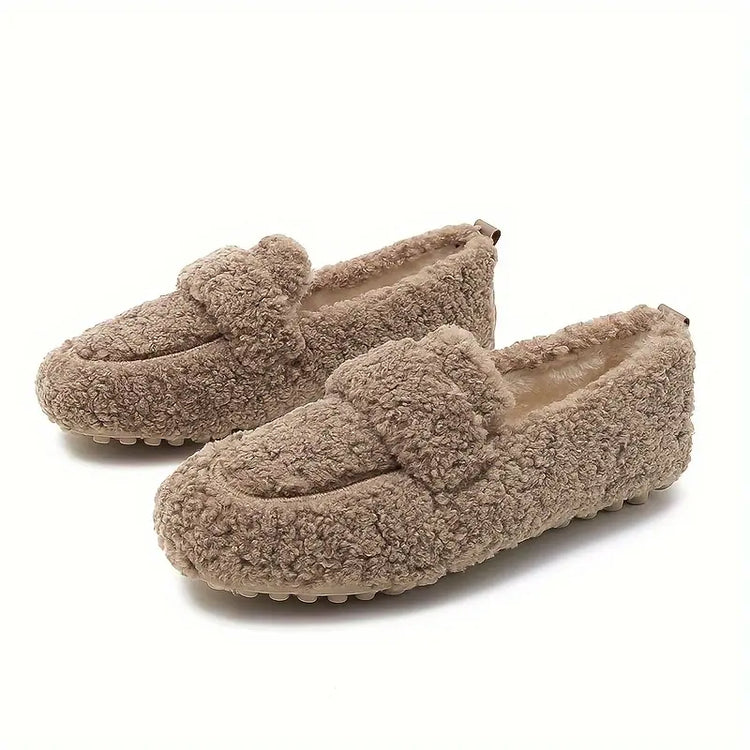 Women’s Cozy Slip-On Loafers - Warm Indoor Outdoor Comfort Shoes
