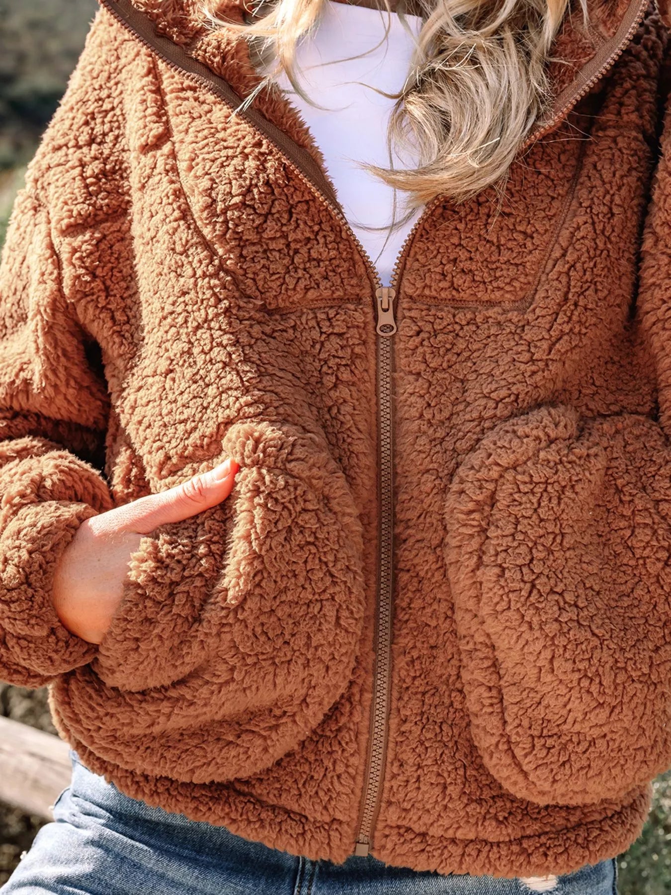 Marjorie Women’s Relaxed Fit Zip-Up Teddy Jacket