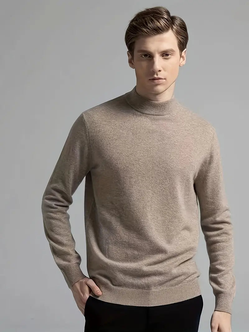 Men’s Mock Neck Knit Jumper - Minimalist Casual Sweater